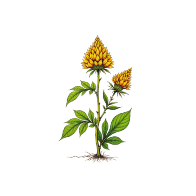 Fenugreek plant illustration, natural supplement for energy, libido enhancement, hormonal balance, and stress support